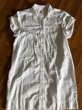 NWOT J.Crew Women's White Cotton Short Sleeve Popover Shirt Dress